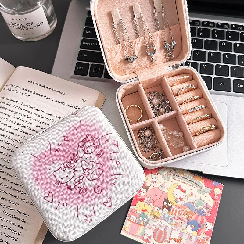 Portable Mini Jewelry Box – Compact Travel Case with Multi-Compartment for Earrings Rings Necklaces, Small Storage Organizer for Purse & Trip